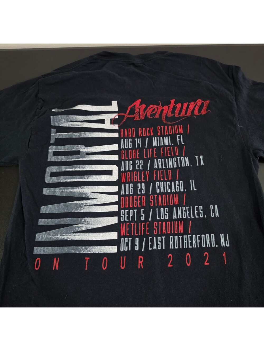 Aventura Immortal On Tour 2021 Black Graphic T-Shirt